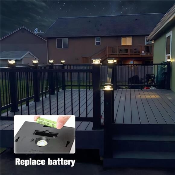 Solar Post Cap Lights Outdoor, Solar Powered Post Cap Lights 4x4 Vinyl/Wood Post - Picture 4 of 7